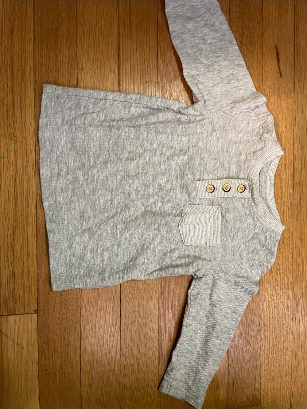 Cat & Jack Light Heather Gray Long-Sleeve Henley Tee